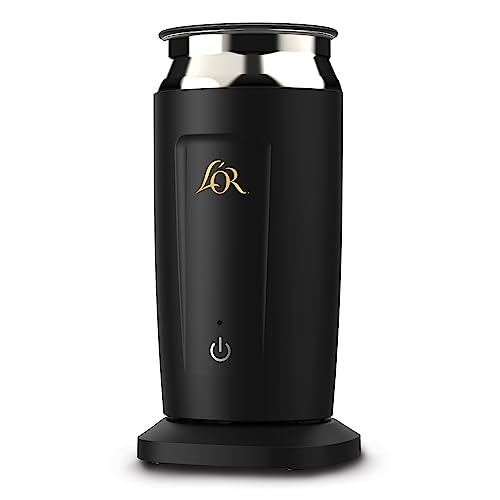 L'OR Barista Milk Frother and Steamer, Automatic Hot and Cold Foam Maker and Milk Warmer, 8.5oz/250ml, Black