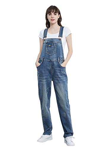 Anna-Kaci Womens Overalls Casual Vintage Loose Straight Leg Denim Bib Overalls Jean Jumpsuits, Indigo Summer Breeze Overall Medium