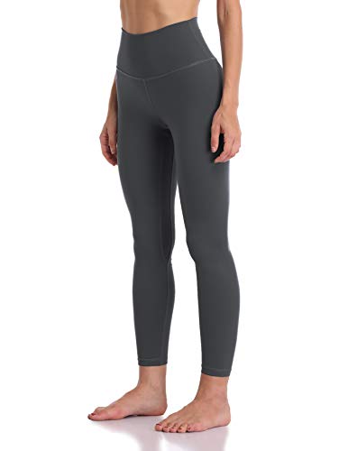 YUNOGA Women's Soft High Waisted Yoga Pants Tummy Control Ankle Length Leggings (S, Charcoal Grey)