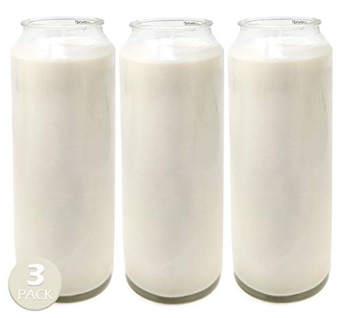Hyoola 9 Day White Prayer Candle in Glass Jar- 3 Pack - Memory Candle for Religious, Memorial, Vigil and Emergency - 100% Vegetable Oil Wax