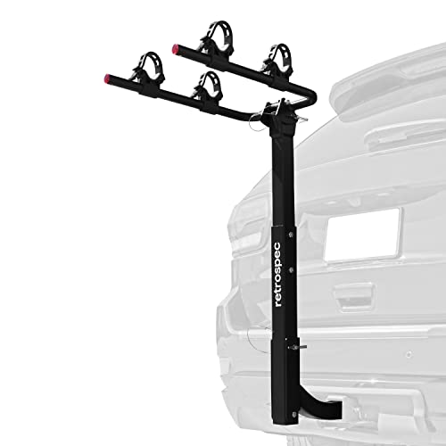 Retrospec Lenox 2-5 - Bike Hitch Rack for Cars, Trucks, SUVs with 2” Hitch | Foldable Steel Frame with Anti-Rattle Adapter, Tie Down Cradles and Straps - Fits Most Frames, Black