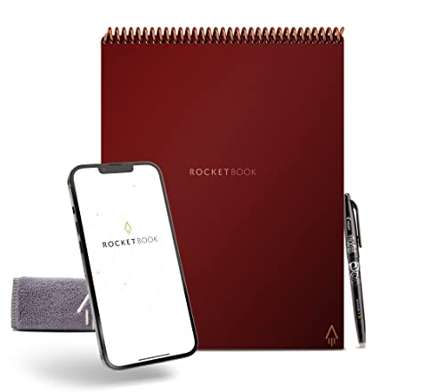 Rocketbook Smart Reusable Notebook, Flip Letter Size Spiral Notebook, Scarlet Sky, (8.5' x 11')