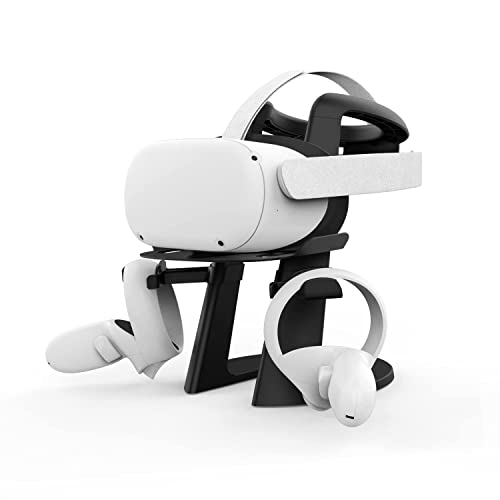 AMVR VR Stand,Headset Display Holder and Controller Mount Station for Quest,for Quest 2, Rift or Rift S Headset and Touch Controllers Black