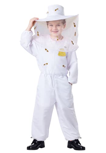 Dress Up America Beekeeper Costume for Kids - White Bee Keeper Dress Up - Includes a Jumpsuit and Hat With Attached Veil (Small)