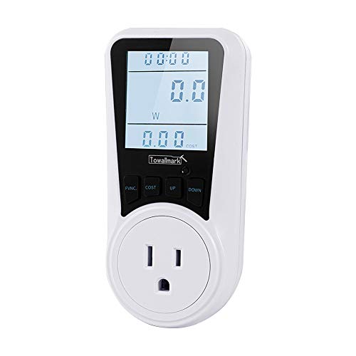 Electricity Usage Monitor, Watt Meter, Towallmark Power Consumption Monitor, Power Meter Plug, Kilowatt Wattage Voltage AMP Tester, Intelligent Billing Socket with Big LCD Display + Backlight