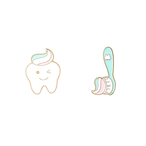 Cute Anthropomorphic Teeth and Toothbrush Enamel Brooch Pins Cartoon Pin Set Lapel Pins Accessory for Backpacks Hats Bags for Gift