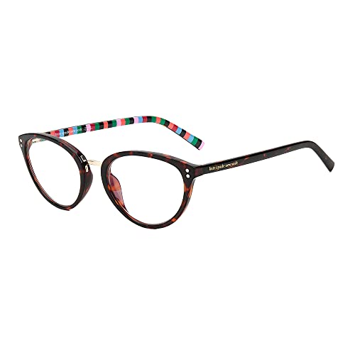 Kate Spade New York Women's Kate Spade Female Optical Style Emilia Cat Eye Reading Glasses, Havana/Demo Lens, 52mm, 20mm + 0