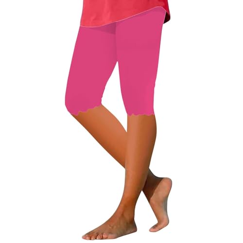 sales today clearance Capri Leggings for Women 2024 Knee Length Lightweight Cropped Yoga Pants Tummy Control Soft Stretchy Workout Pants spandex shorts women Hot Pink