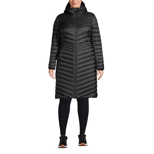 Lands' End Womens Chevron Wanderweight Down Coat Black Regular X-Large