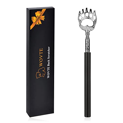 WOVTE Bear Claw Black Telescopic Back Scratcher, Extendable Back Scratcher for Men Women Adults Stocking Stuffers, Fathers Day Mothers Day Gifts Birthday Gifts for Men Women Dad Husband