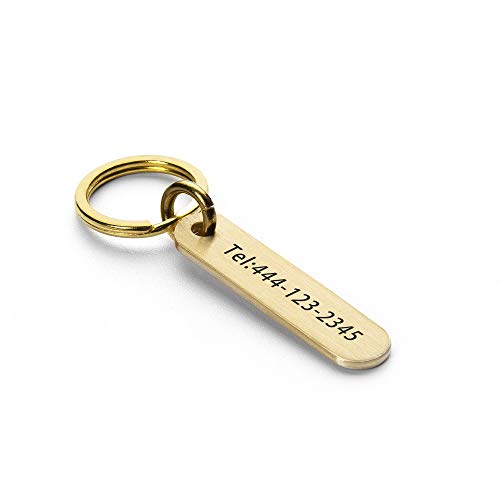 Personalized Free Custom Engraved Business Gift Man's Plate Solid Brass Copper Keychain - Rings