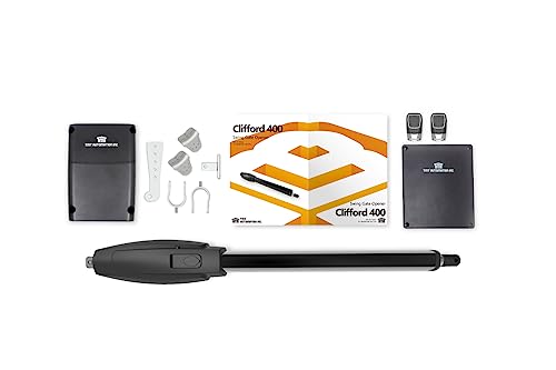 TMT Gate Opener Kit -Heavy Duty Aluminum Alloy Shell Automatic Driveway Single Swing Gate Opener up to 20ft or 950lb -Easy Installation, Remote Controls, Smart Lifestyle-TMT Clifford 400