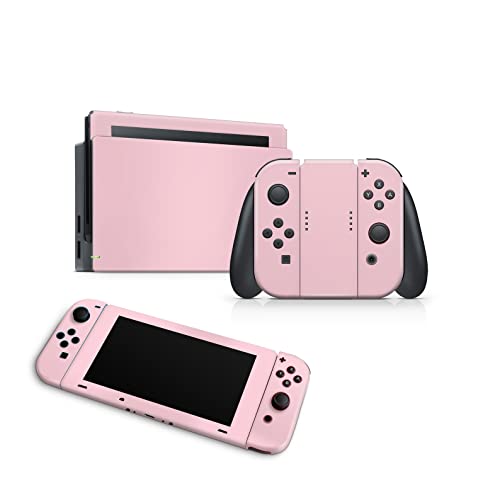 ZOOMHITSKINS Compatible with Nintendo Switch Skin Cover Solid Color Pastel Pink Cute 3M Vinyl Decal Sticker Wrap, Made in The USA