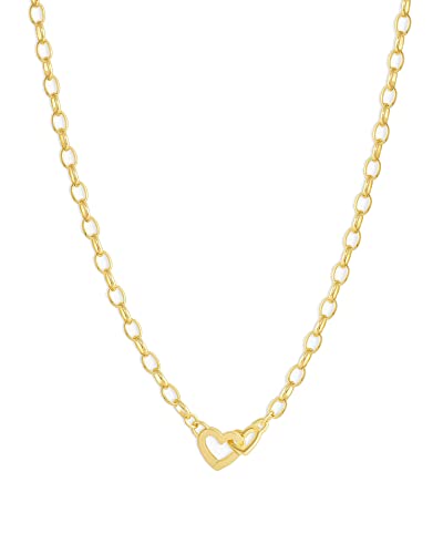 gorjana Women’s Parker Heart Mini Necklace, 18K Gold Plated, Interlocking Open Hearts Charm