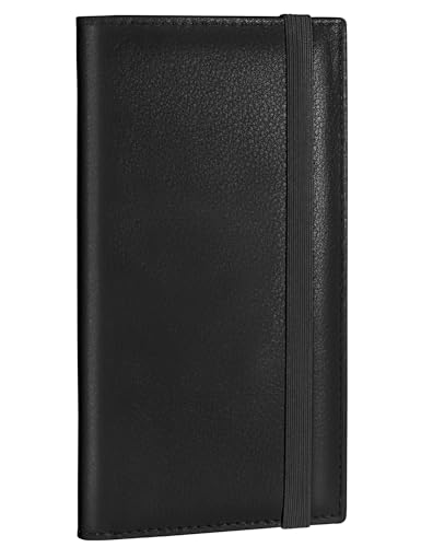 Zreal Checkbook Cover for Men & Women, Premium Vegan Leather Checkbook Holder Slim Wallets for Top & Side Tear Duplicate Checks with RFID Blocking (Matte Black)