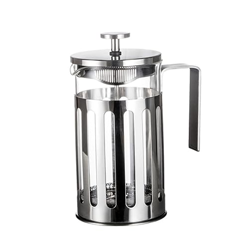 RORPOIR 304 Double Walled Coffee Metal Coffee Pot Filter Stainless Steel Coffee Press Stainless Steel Coffee Maker Glass Coffee Pot Glass Teapot