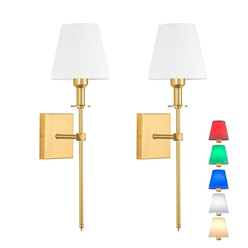 Wall Light Battery Operated Sconce Set Of 2，not Hardwired Fixture,Wall Sconce With Remote Dimmable Light Bulb,Easy To Install Not Wires,for Bedroom, Lounge, Farmhouse ( Color : Gold )