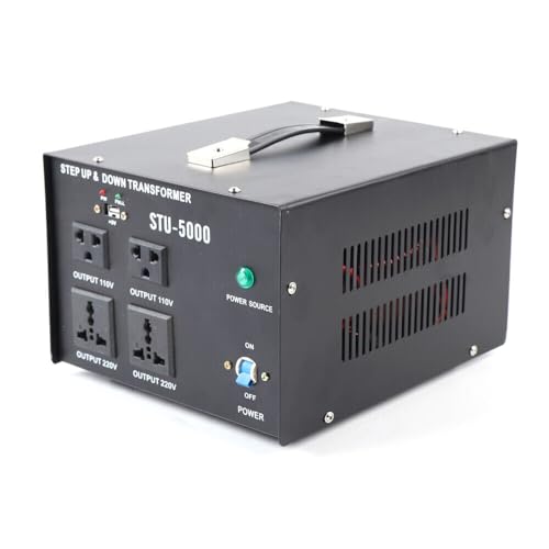 Variac Transformer TBVECHI 5000W Transformer Variac Variable Step Up/Down, 110V to 220V/200V to 210V Power Converter, 4 Outputs with 3 Outlet, 5V USB Port, Circuit Break Protection