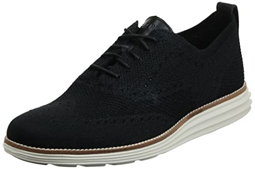 Cole Haan Men's Original Grand Knit Wing TIP II Sneaker, Black/Ivory, 10.5 M US