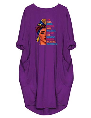 WbJetr Black Woman Beautiful Magic Loose Pocket Oversize Tunic Dress