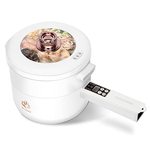 Drizzle Cooker Steamer 1.8L Electrical - Multifunctional Hot Pot Non-stick Pan - Dormitory Office Portable Ramen Cooker Steamer Boil Dry Protection - Suitable For Noodles Steak Cooker Eggs Stir-Frying Pasta Oatmeal Smart Button