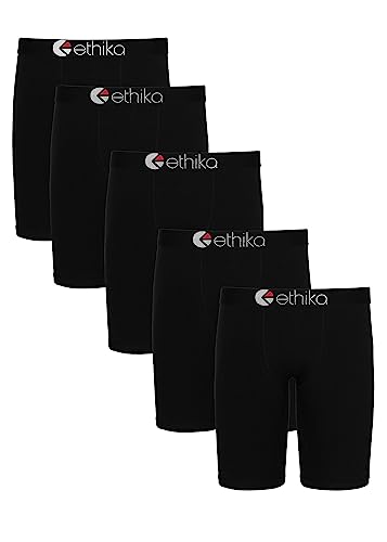 Ethika Mens Staple Boxer Brief | 5-Pack Blackout (BLK, Large)
