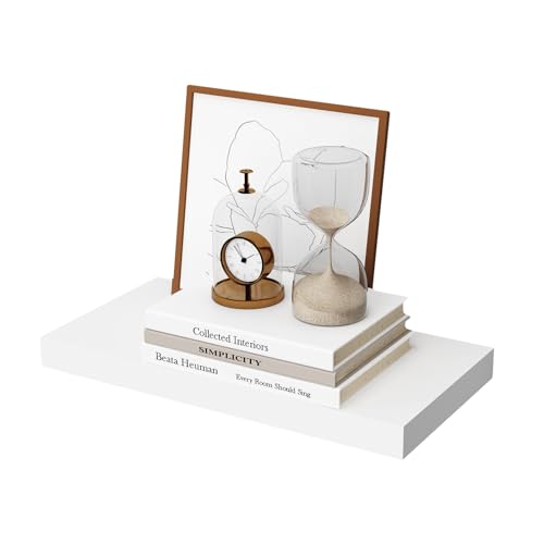 WELLAND 12' Deep White Floating Shelves, Wall Shelf Display Floating Shelf, 23.62' L x 11.81' D x 2' T, Deeper Than Others, White