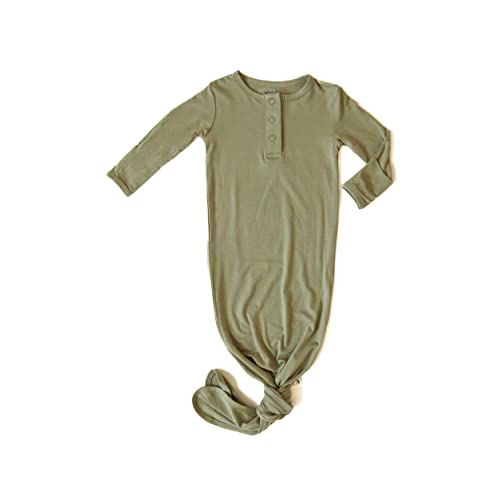 Ultra-Soft Knotted Viscose made from Bamboo Baby Gown, Newborn Long-Sleeve Swaddle Wear for Baby Boy or Girl (Olive)