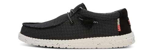 Hey Dude Wally Sport Mesh Black/White Size 9 | Men's Shoes | Men's Slip On Loafers | Comfortable & Light Weight