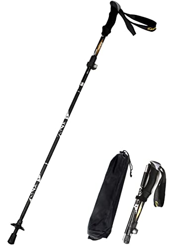 A ALAFEN Aluminum Collapsible Ultralight Travel Trekking Hiking Pole for Men and Women, Black 1PC