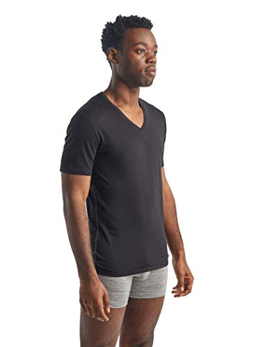 Icebreaker Merino Men's Anatomica Short Sleeve V , Black/Monsoon, X-Large
