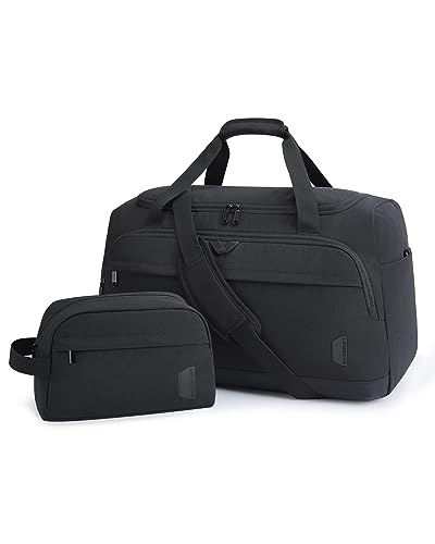 Duffle Bag for Travel,BAGSMART Carry on Weekender Overnight Bag,Travel Duffel Bag with Toiletry Bag,Shoe Bag, Black-38L
