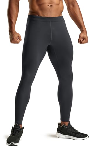 TSLA Men's Thermal Running Tights, Athletic Cycling Pants, Fleece Lined Cold Weather Outdoor Bike Bottoms, Running Tights Charcoal, Large