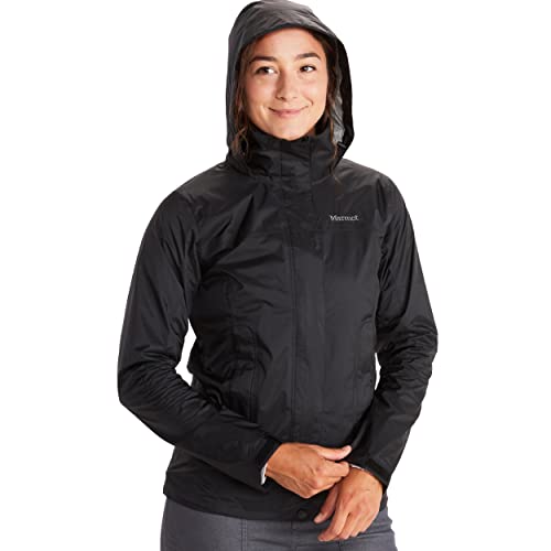MARMOT Women's PreCip ECO Jacket | Lightweight, Waterproof Jacket for Women, Ideal for Hiking, Jogging, and Camping, 100% Recycled, Black, Small