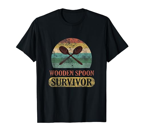 Funny Wooden Spoon Survivor Vintage Retro Humor T-Shirt