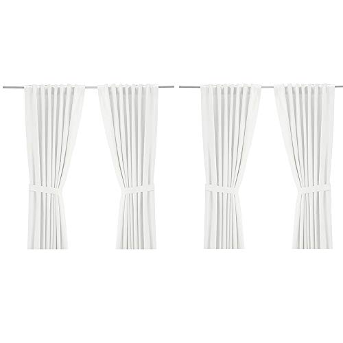 IKEA Ritva 401.119.92 White Curtain Set, 2 Panels with Tie-Backs - Size: W: 57' x L98, 100% Cotton, Pair of 2