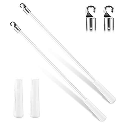 Bokon 2 Pieces White Fiberglass Blind Wand Vertical Blinds Replacement Parts Blinds Stick Replacement with Hook and Handle Curtain Stick Blind Tilt Wand for Window Opener Accessory (12 Inch)