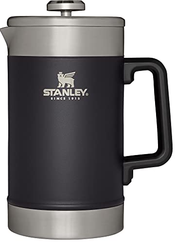 Stanley French Press 48oz with Double Vacuum Insulation, Stainless Steel Wide Mouth Coffee Press, Large Capacity, Ergonomic Handle, Dishwasher Safe,Matte Black