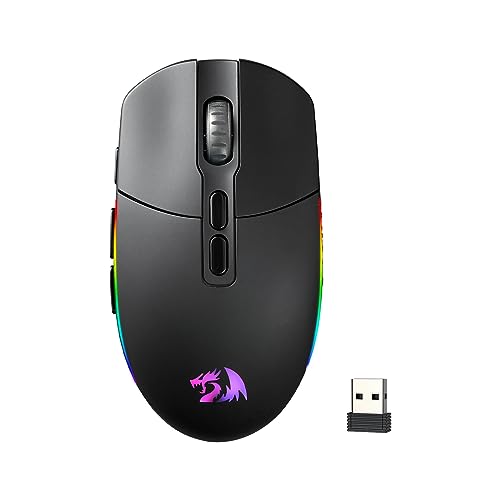 Redragon M719 Pro Wireless Optical Gaming Mouse, 8 Programmable Buttons, RGB Backlit, 10,000 DPI, Ergonomic PC Computer Gaming Mice with Fire Button