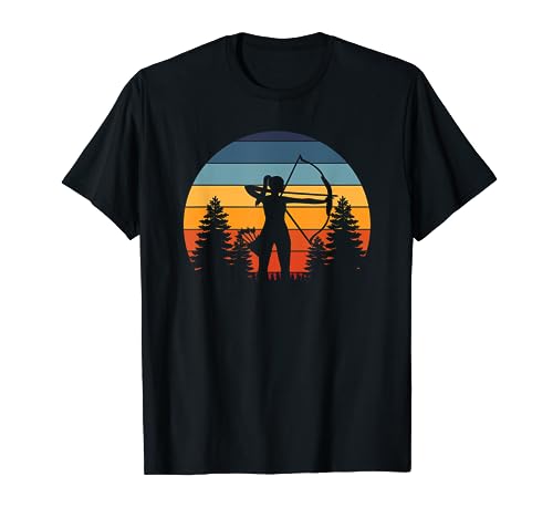 Archery Girl, Archer Bow, Vintage Retro Sunset, Nice Woman T-Shirt