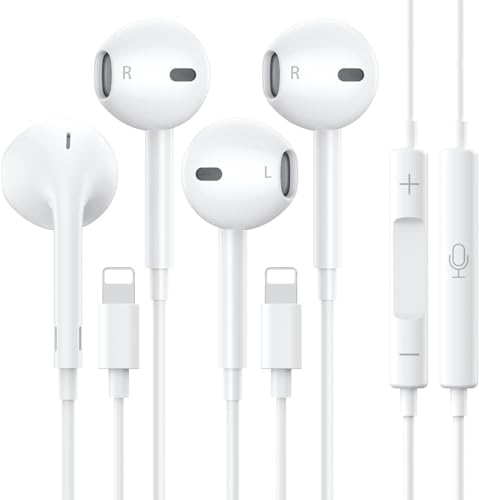 2 Packs-for iPhone Headphones Wired Earbuds/Earphones Nosie Reduction Built-in Microphone & Volume Control Headsets Compatible with iPhone 14/13/12/11/XR/XS/X/8/7/SE/Pro/Pro Max