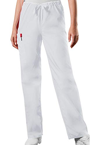 Cherokee Regular Originals Unisex Drawstring Cargo Scrubs Pant, White, Large