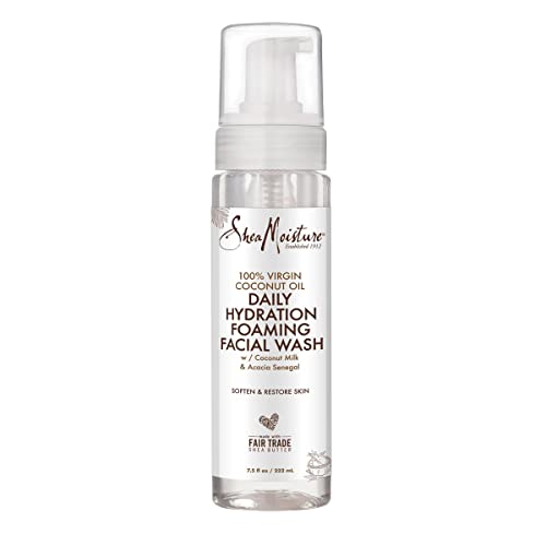 SheaMoisture Face Wash for Women & Men - Gentle Foaming & Hydrating Facial Cleanser with 100% Virgin Coconut Oil, Organic Shea Butter, Daily Face Cleanser for Soft, Restored Skin, 7.5 Fl Oz