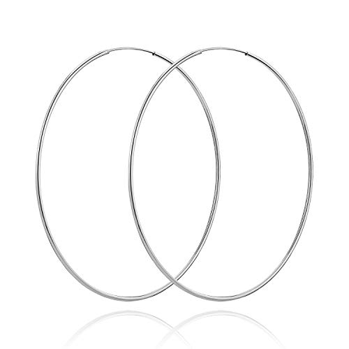 SWEETV 60MM Large Hoop Earrings for Women Hypoallergenic 925 Sterling Silver Earrings Big Thin Hoops