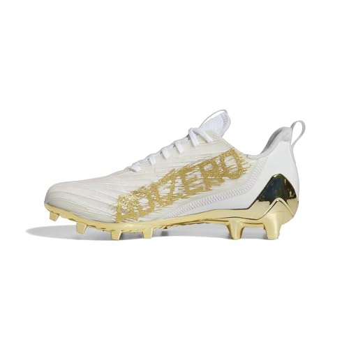 adidas Men's Adizero Football Shoe, White/Gold Metallic/White, 10.5