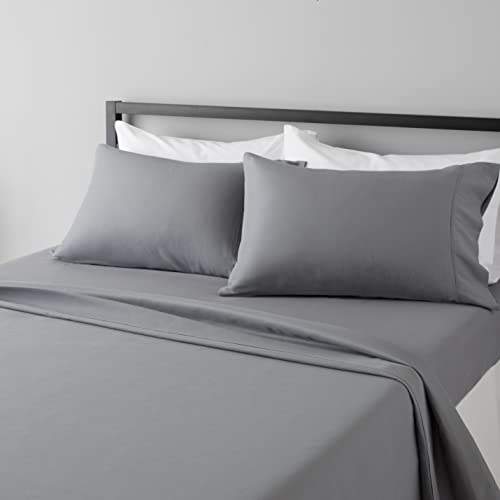 Amazon Basics Lightweight Super Soft Easy Care Microfiber Bed Sheet Set with 14' Deep Pockets - Full, Dark Gray