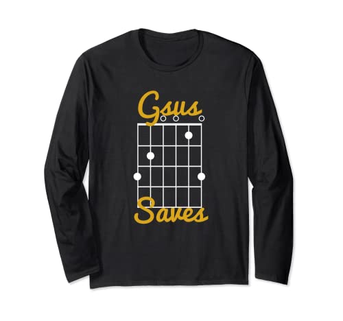Gsus Saves - Jesus Funny Christian Guitar Player G Long Sleeve T-Shirt