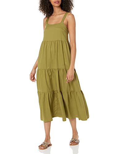 The Drop Women's Britt Tiered Maxi Tent Dress, Olive Oil, M