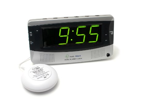 Sonic Alert 0 Sonic Bomb Extra Dual Alarm Clock with Large Display-SBD375SS, Silver