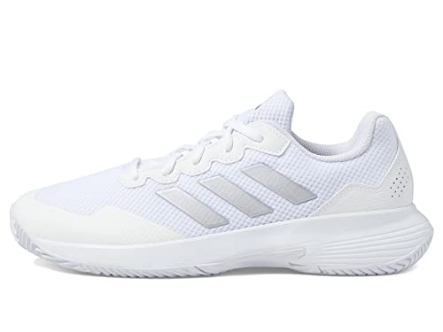 adidas Women's GameCourt 2 Sneaker, White/Silver Metallic/White, 8.5